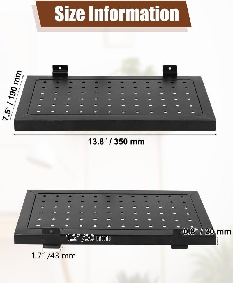 Alffun 2 Pcs Slatwall Display Shelves, 13.8'' x 7.5'' Metal Brackets Rectangular Slatwall Shelf, Slat Wall Panel Storage Accessories for Garage Home Store Office Storage Display - Image 2